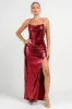 HD30430S / COWL NECK HIGH SLIT SEQUINS MAXI DRESS sold by privy