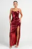 HD30430S / COWL NECK HIGH SLIT SEQUINS MAXI DRESS sold by privy