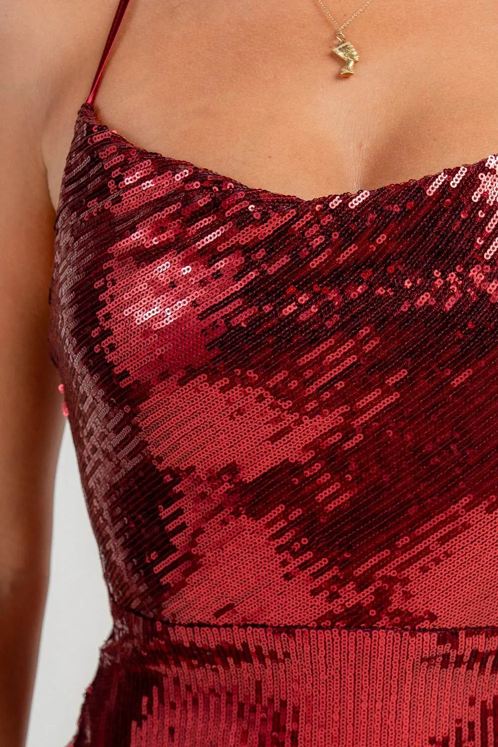 HD30430S / COWL NECK HIGH SLIT SEQUINS MAXI DRESS sold by privy product image thumbnail 5