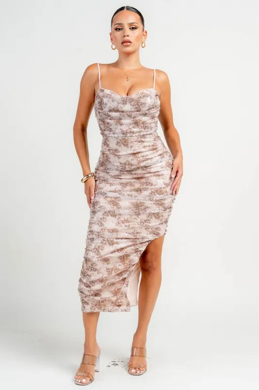 HD30334SST / RUCHED TTED MIDI DRESS sold by privy