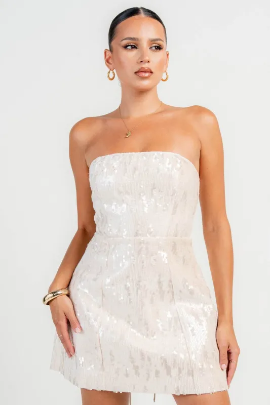 HD30282B / Strapless Sequin Mini Dress sold by privy