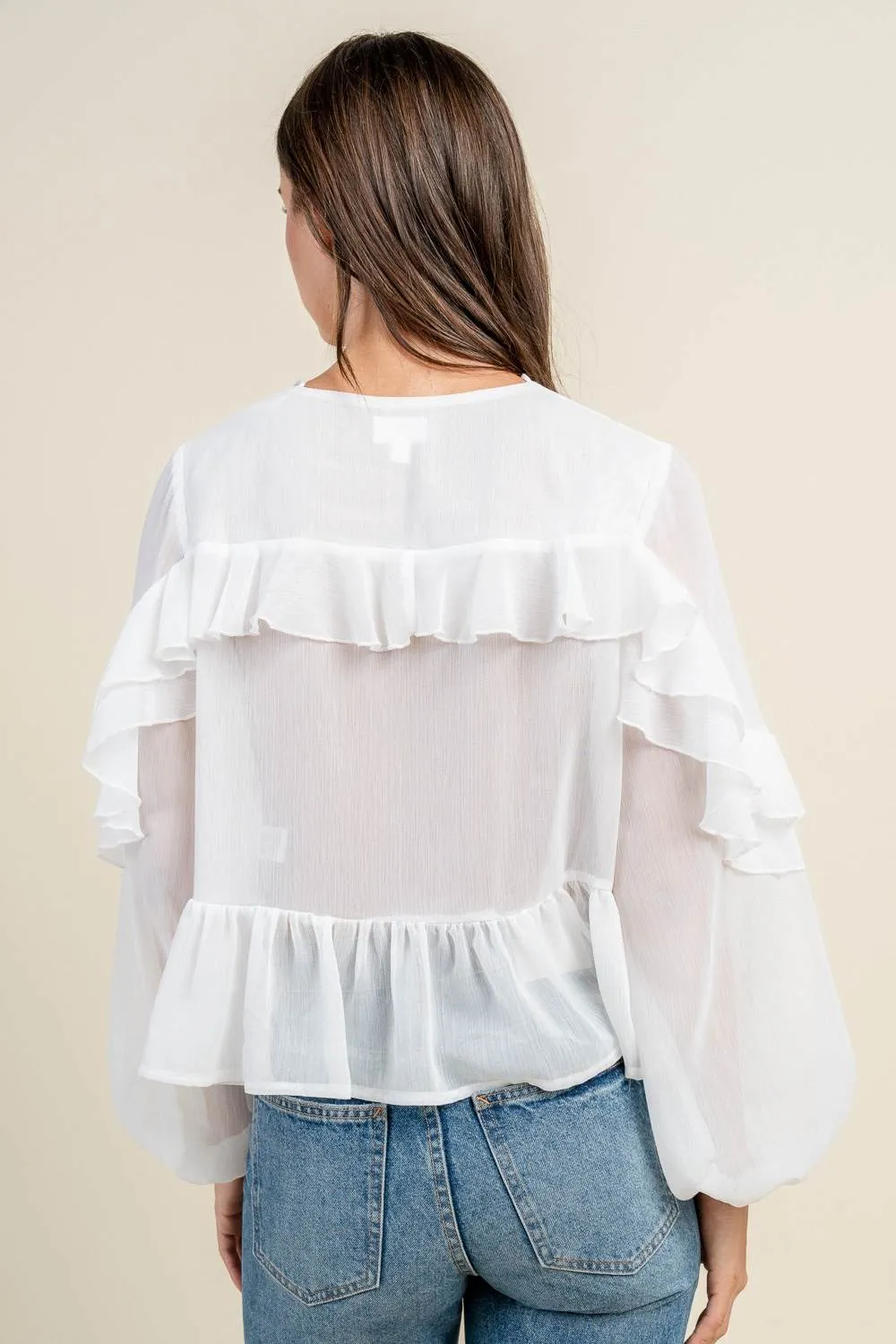 BT3290N / BOXY PEPLUM BLOUSE W/ PINTUCK DETAIL sold by privy product image thumbnail 3