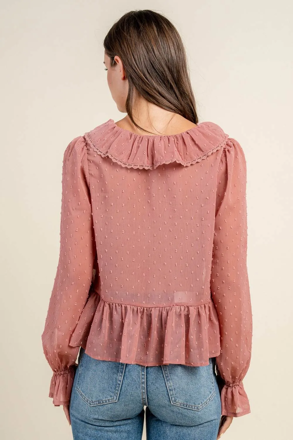 BT3354N / OVERSIZED PEPLUM BLOUSE W/ A FRONT CENTER TIE sold by privy product image thumbnail 3