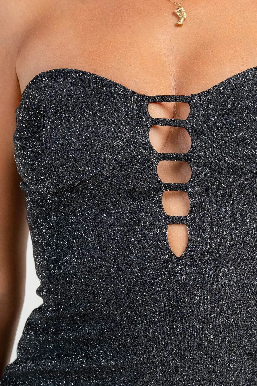 PD79381S / TUBE BUSTIER LADDER DETAIL FRONT SLIT MIDI DRESS sold by privy product image thumbnail 5