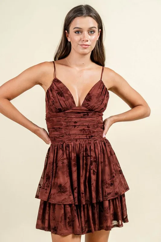BD13127K / DROP WAIST FITTED BODICE W/ TIERED MINI DRESS sold by privy