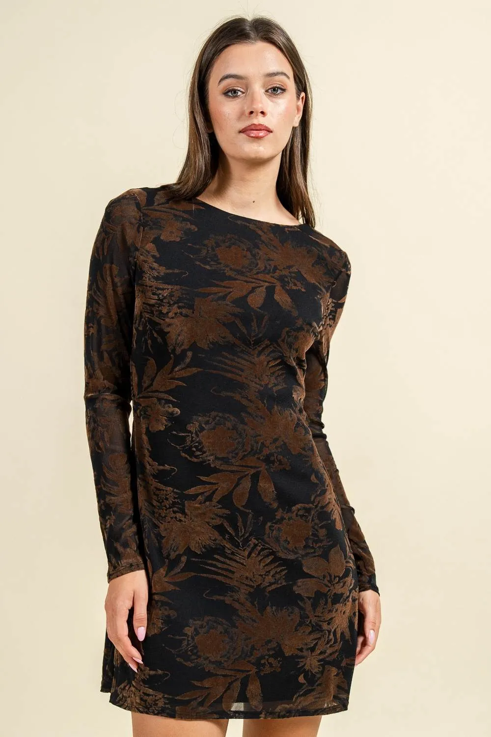 BD13076N / L/S MINI A-LINE DRESS W/ LOW BACK sold by privy