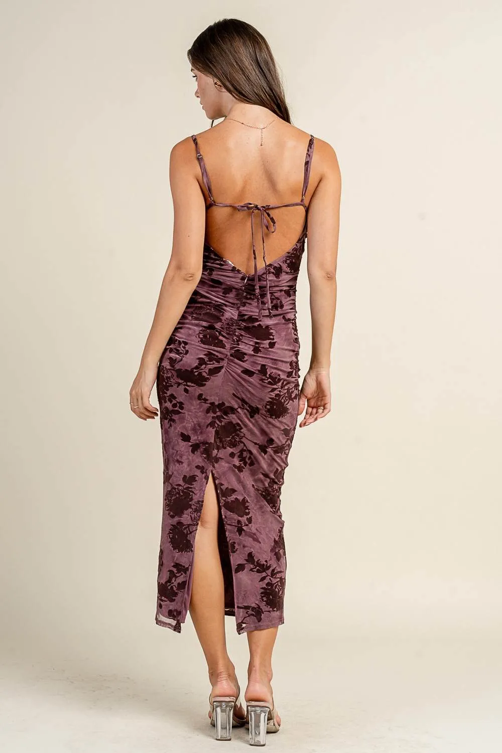 BD13159B / COWL MIDI DRESS WITH SIDE RUCHING sold by privy product image thumbnail 3