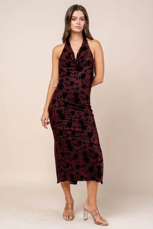 CD30631S / HALTER COWL NECK MIDI DRESS sold by privy
