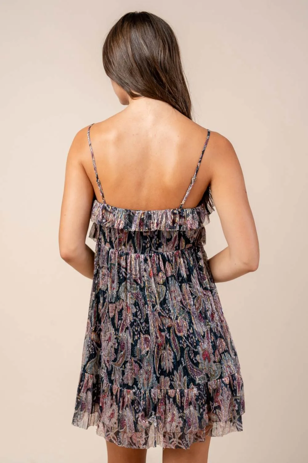 CD30643K / S/L METALLIC PLEATED A LINE MINI DRESS sold by privy product image thumbnail 3