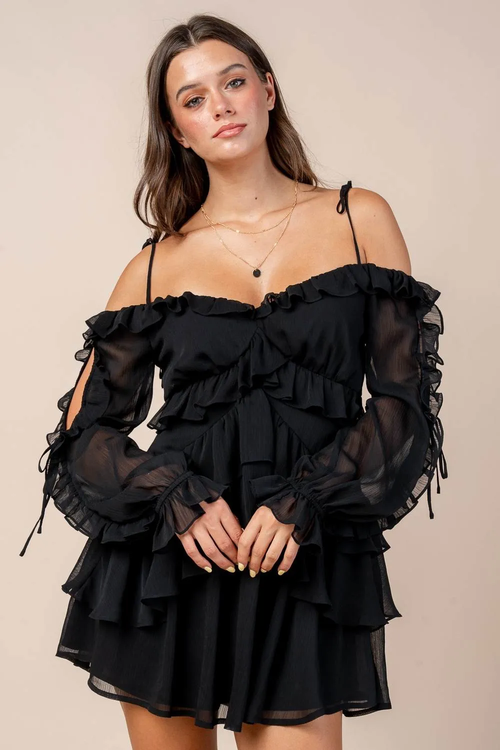 CD30621S / MULTI RUFFLE OFF SHOULDER MINI DRESS sold by privy product image thumbnail 4