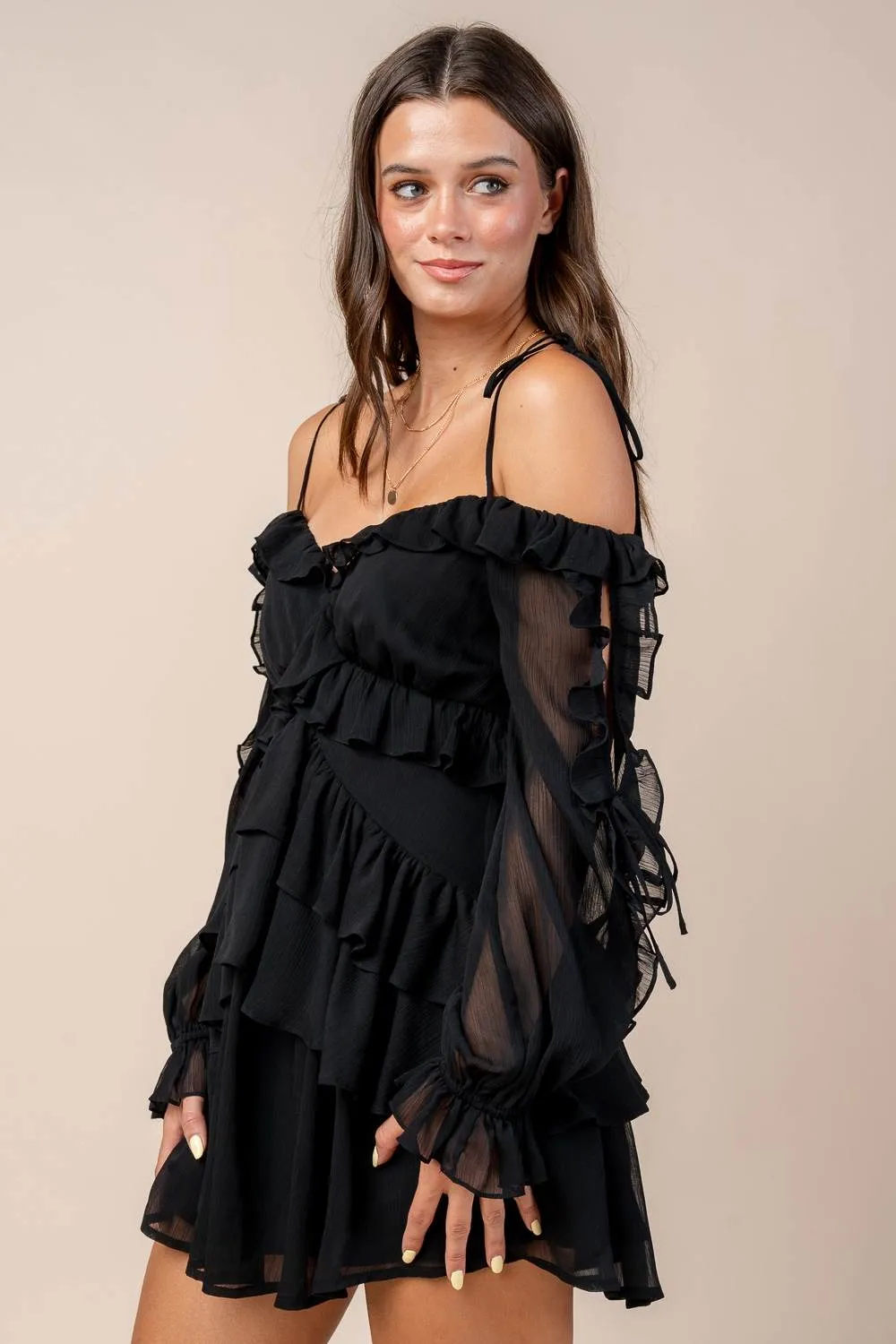 CD30621S / MULTI RUFFLE OFF SHOULDER MINI DRESS sold by privy product image thumbnail 2