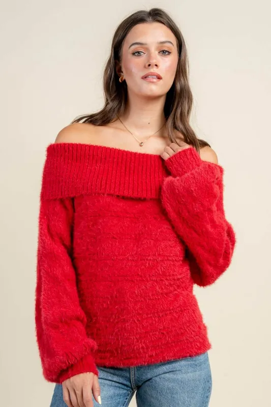 BT3361B / OVERSIZED OFF SHOULDER SWEATER TOP W/ DOLMAN SLEEVE sold by privy