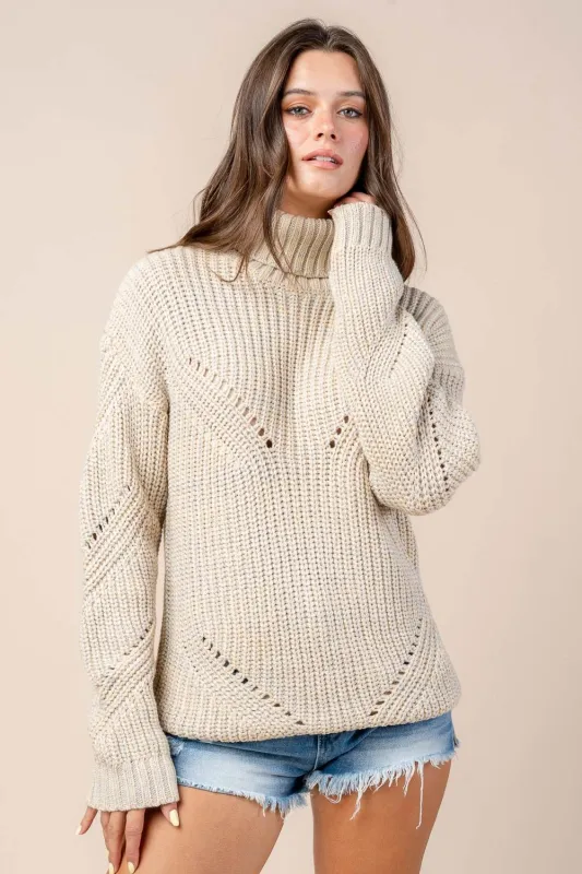 CT10484B / LUREX YARNED TURTLE NECK PULLOVER SWEATER sold by privy