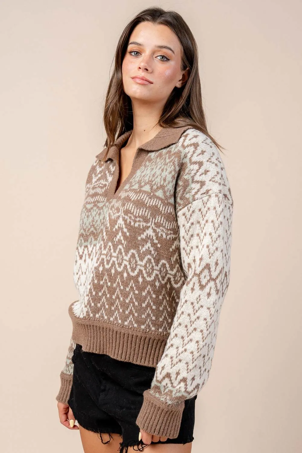 CTKF10470B / AZTEC COLOR BLOCK SWEATER WITH LUREX YARN sold by privy product image thumbnail 2