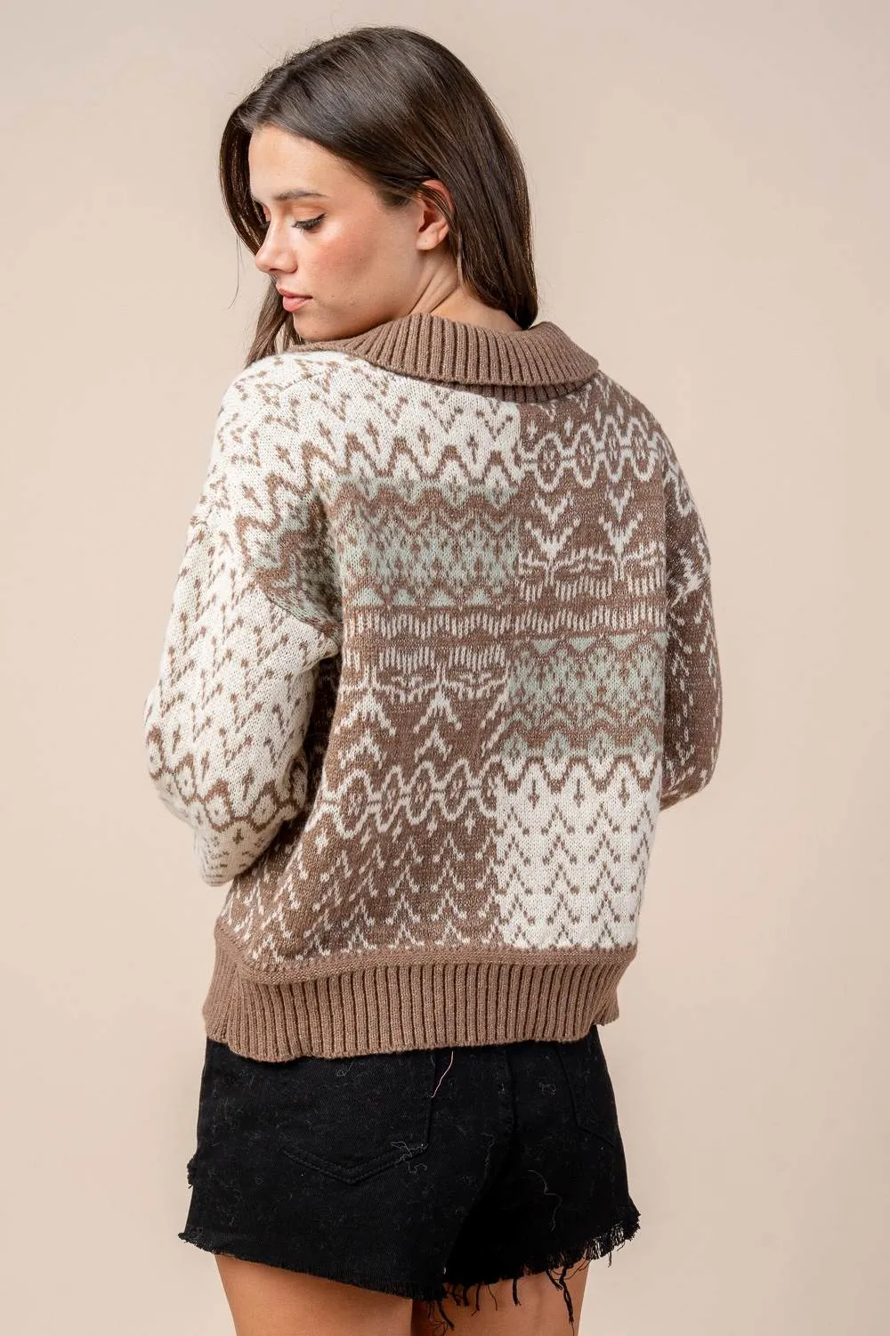 CTKF10470B / AZTEC COLOR BLOCK SWEATER WITH LUREX YARN sold by privy product image thumbnail 3