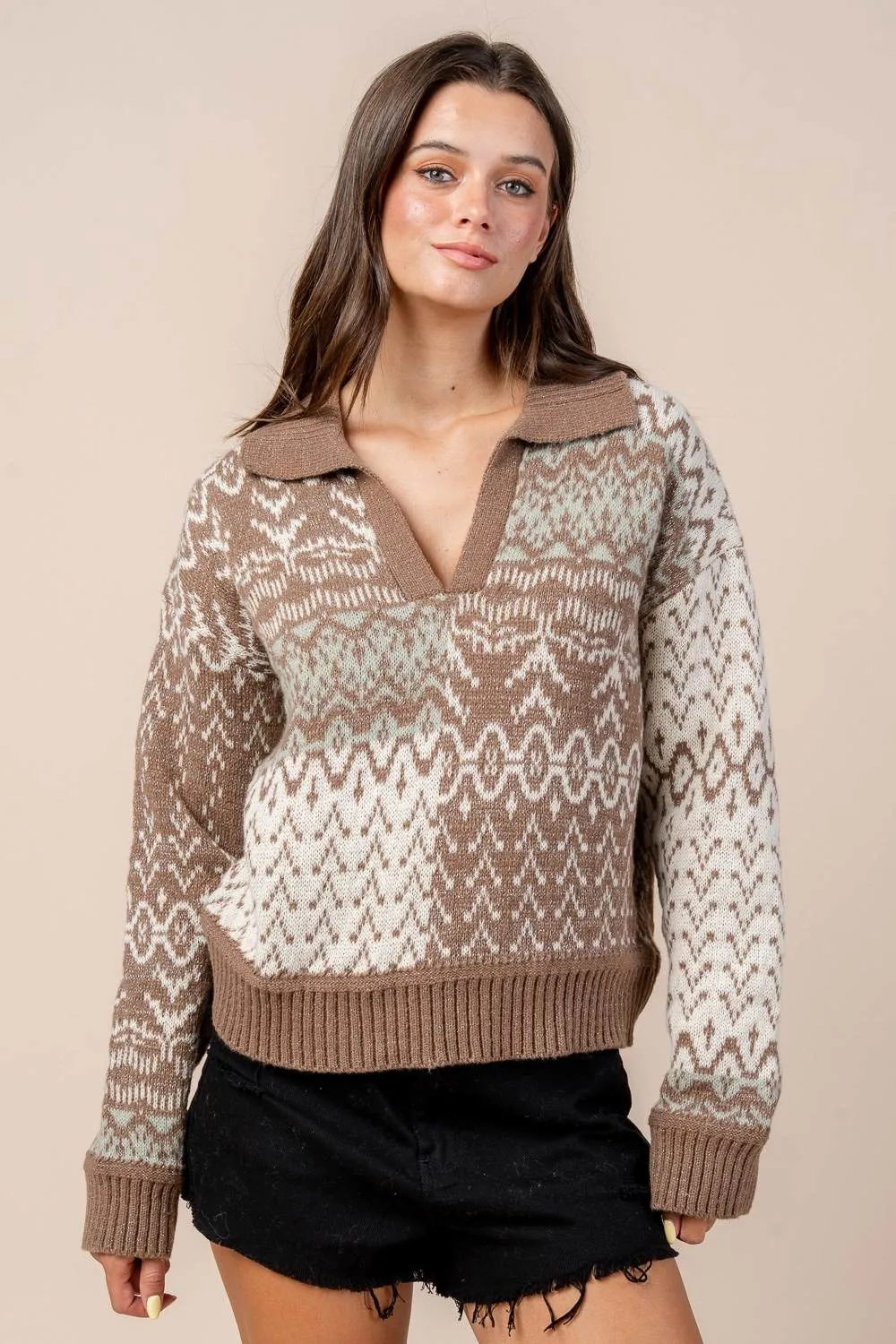 CTKF10470B / AZTEC COLOR BLOCK SWEATER WITH LUREX YARN sold by privy product image thumbnail 4