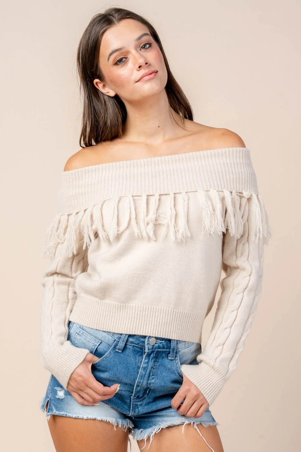 CTKF10472B / OFF SHOULDER SWEATER PULL OVER sold by privy