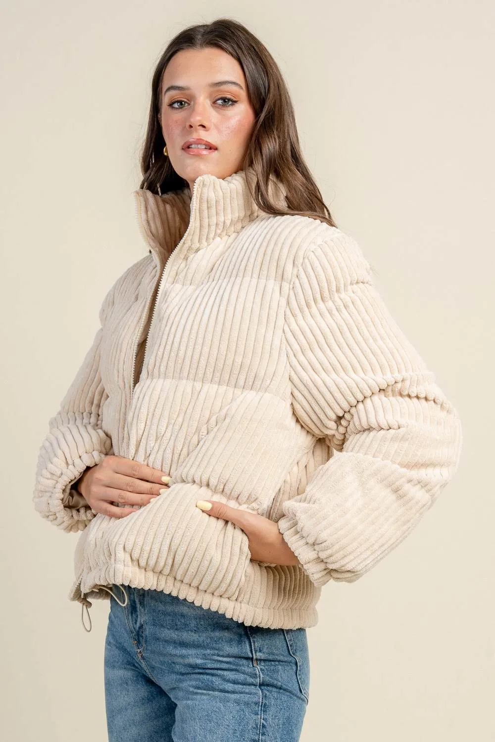 BG5392N / CORDUROY PUFFER JACKET sold by privy