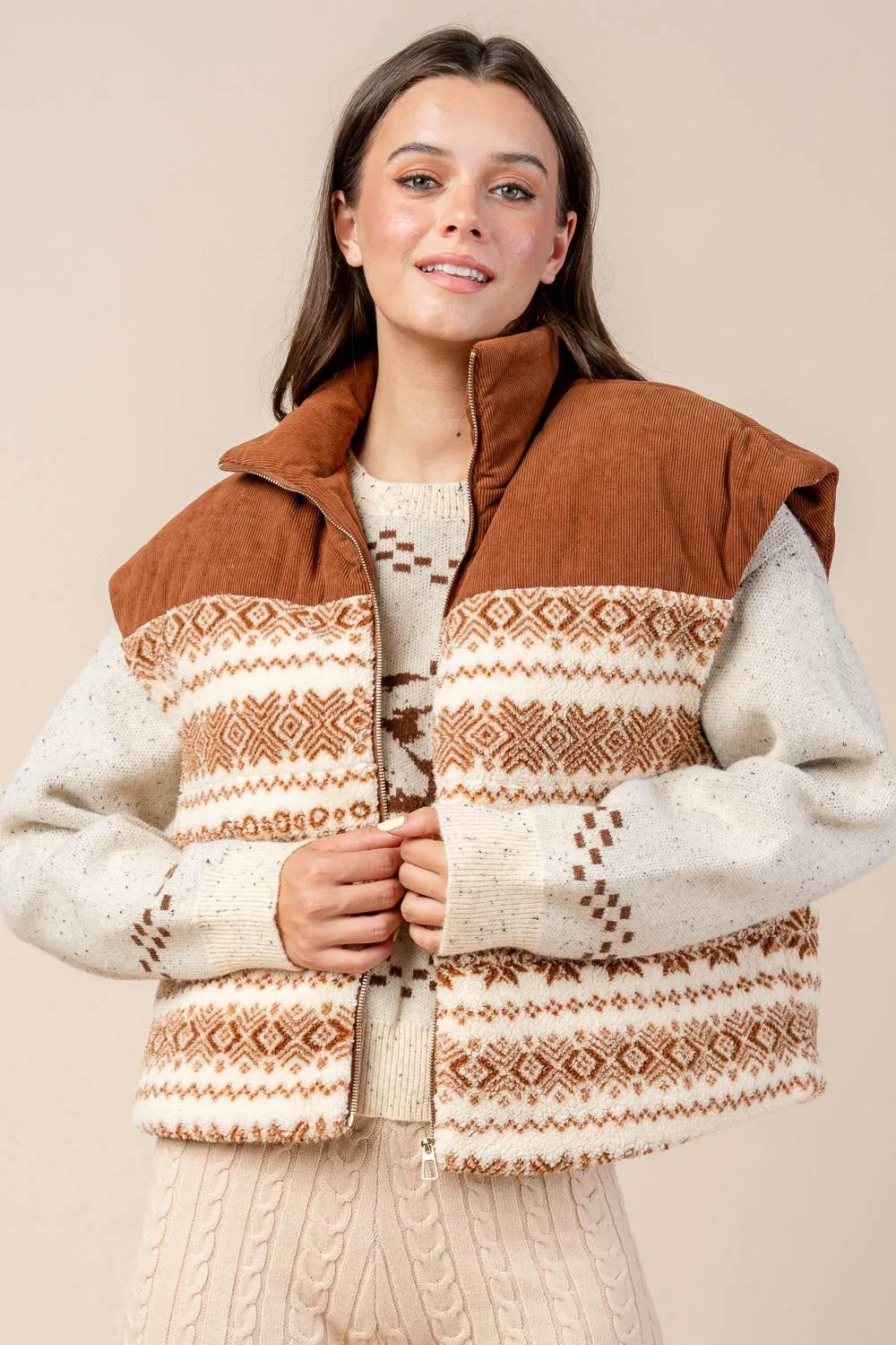 CG60053N / ZIP FRONT CORDURY SHERPA VEST sold by privy product image thumbnail 4