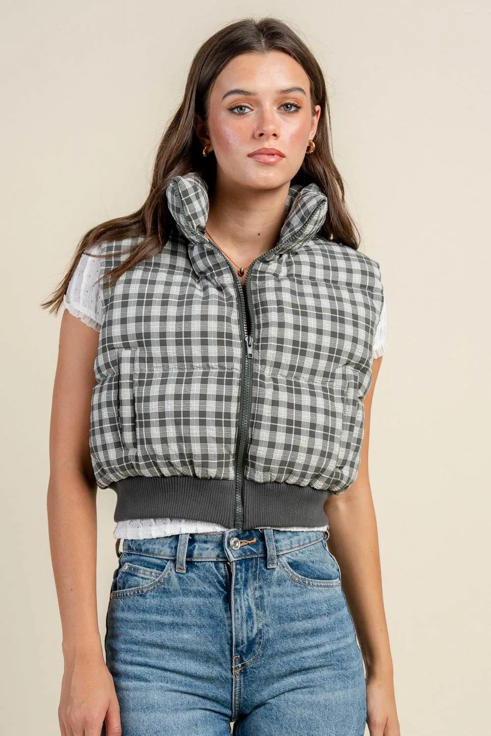 BG5378N / PLAID PADDED VEST W/ HEAVY RIB BAND sold by privy product image thumbnail 4