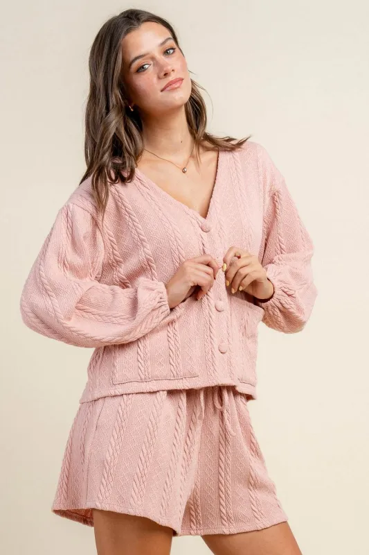 BS3626S / OVERSIZED V-NECK CARDIGAN AND SHORTS SETS sold by privy