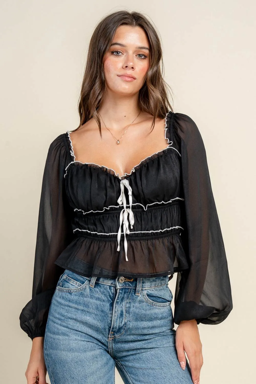 BT2919S / LONG SLEEVE TOP FEATURING MERROW EDGE FINISHING sold by privy