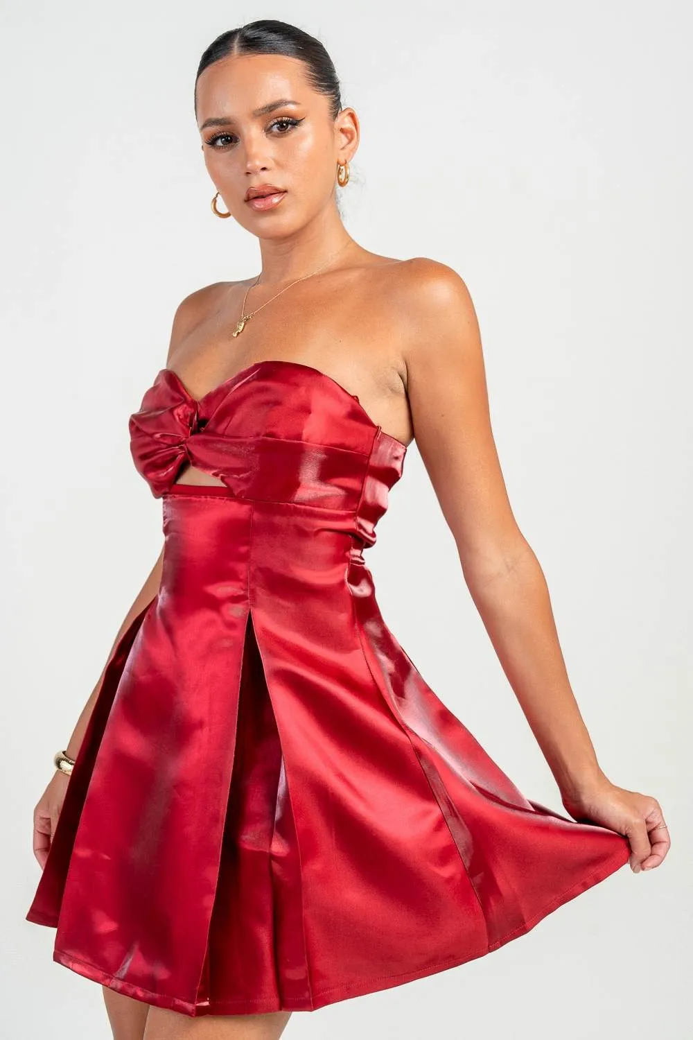 HD30317S / STRAPLESS STRAPPY DETAILED A-LINE MINI DRESS sold by privy