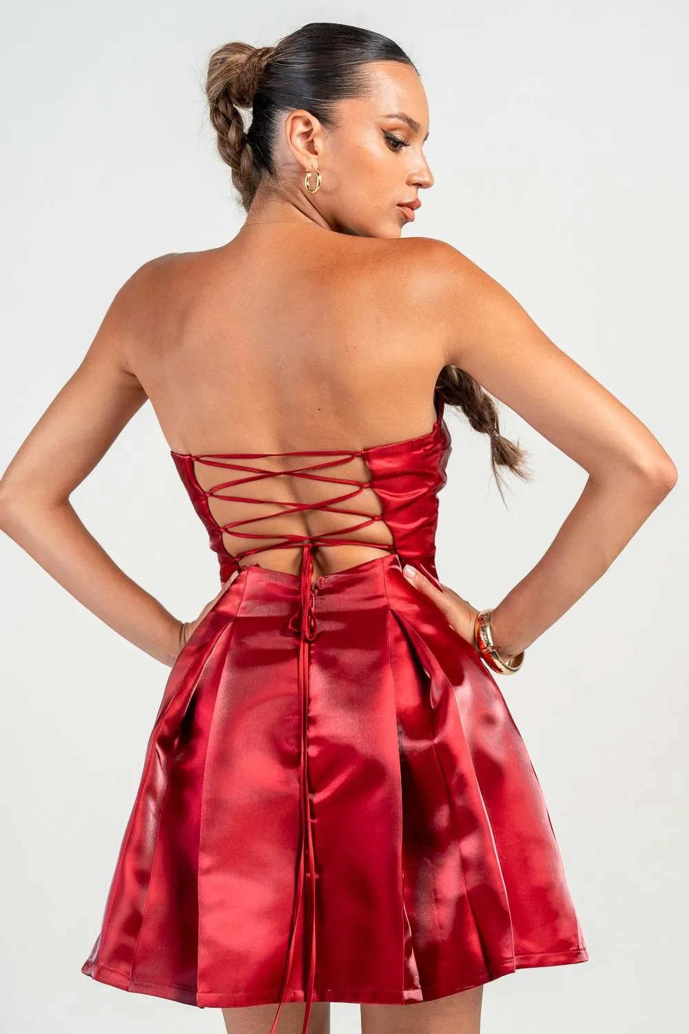 HD30317S / STRAPLESS STRAPPY DETAILED A-LINE MINI DRESS sold by privy product image thumbnail 3