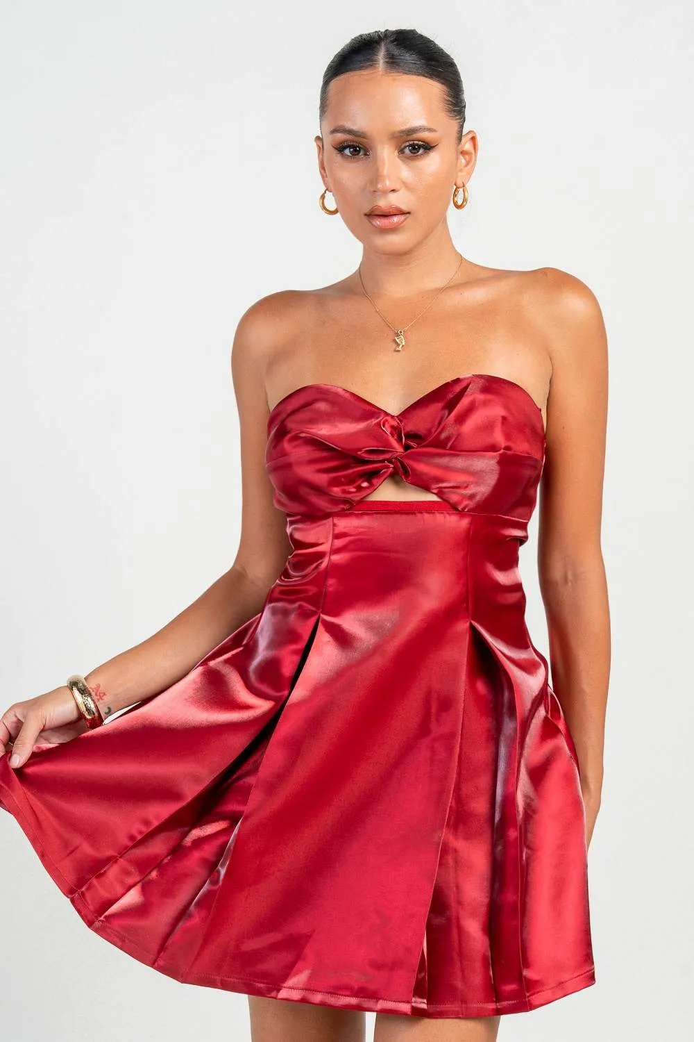 HD30317S / STRAPLESS STRAPPY DETAILED A-LINE MINI DRESS sold by privy product image thumbnail 4