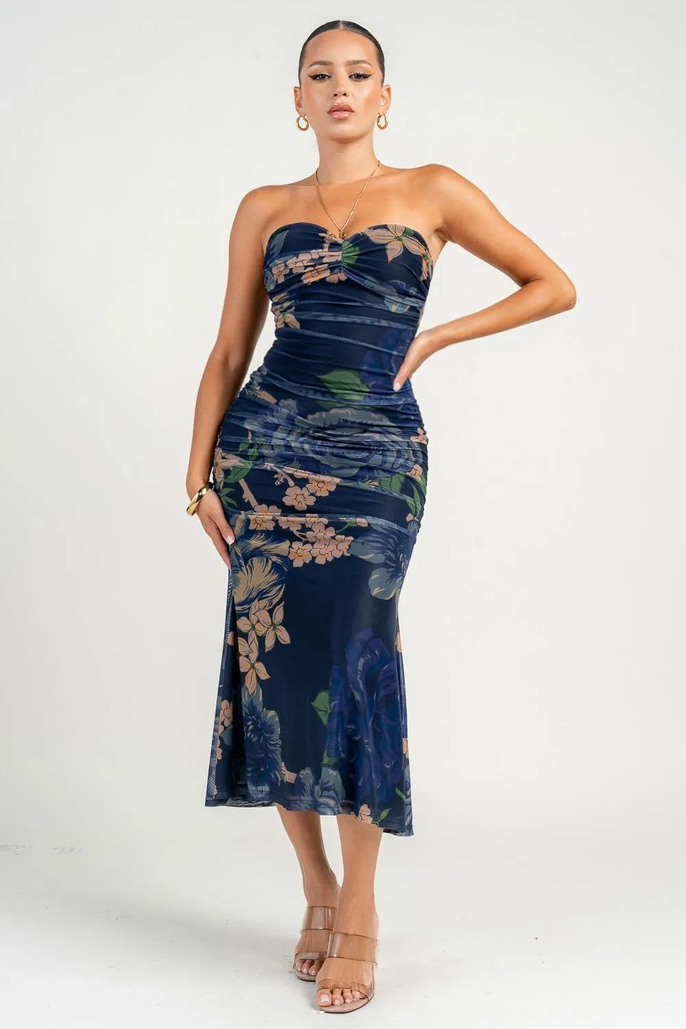 PD79357BST / TUBE RUCHING MAXI FLARE DRESS sold by privy