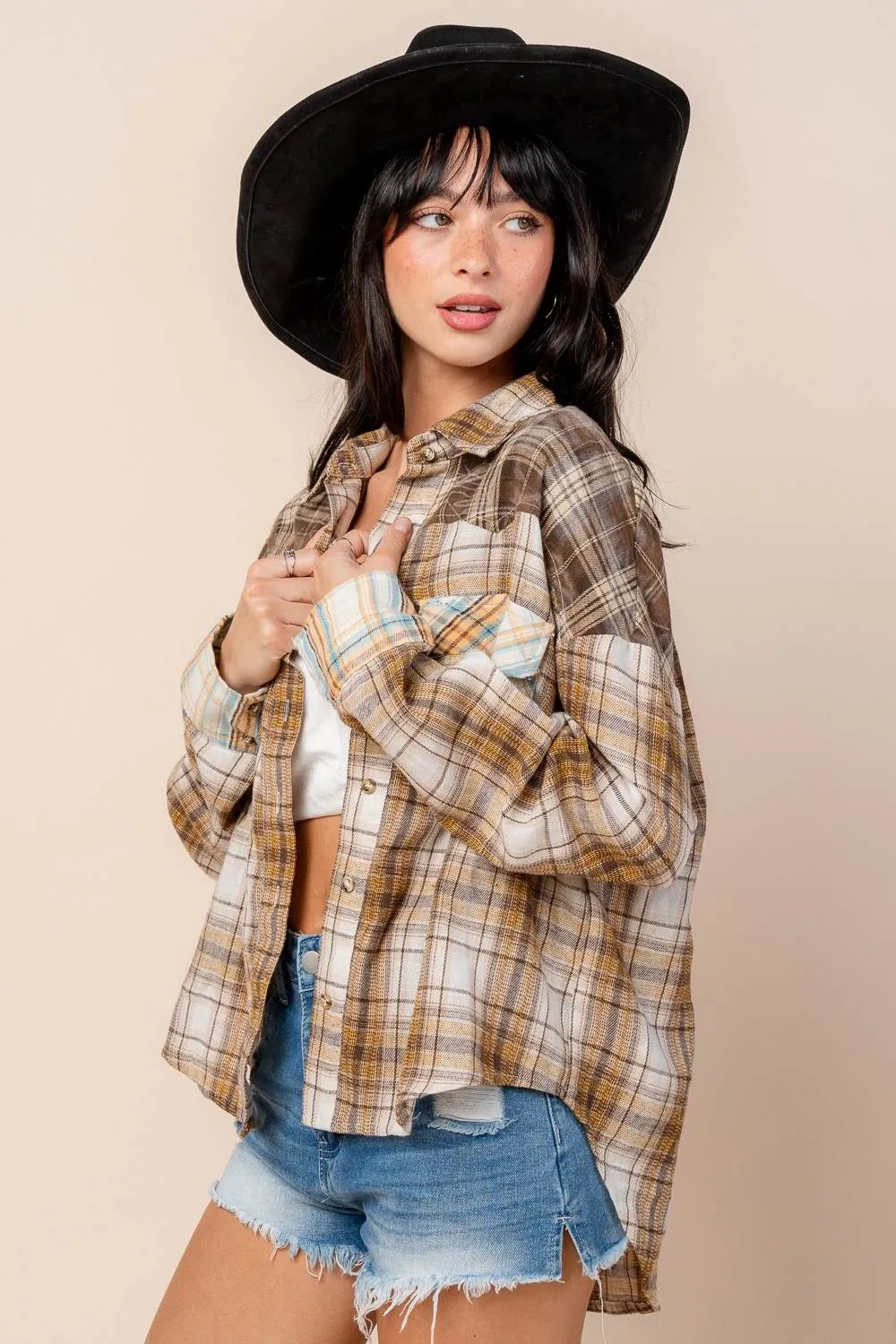 CT10511N / OVERSIZED PLAID FLANNEL SHIRTS sold by privy product image thumbnail 2