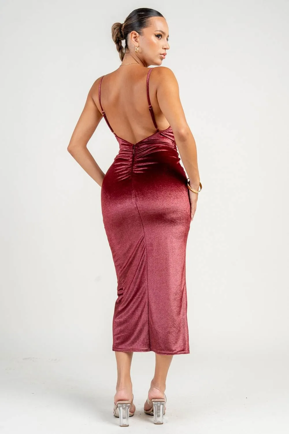 HD30315K / FRONT TWIST SPLIT LEG MIDI DRESS sold by privy product image thumbnail 3