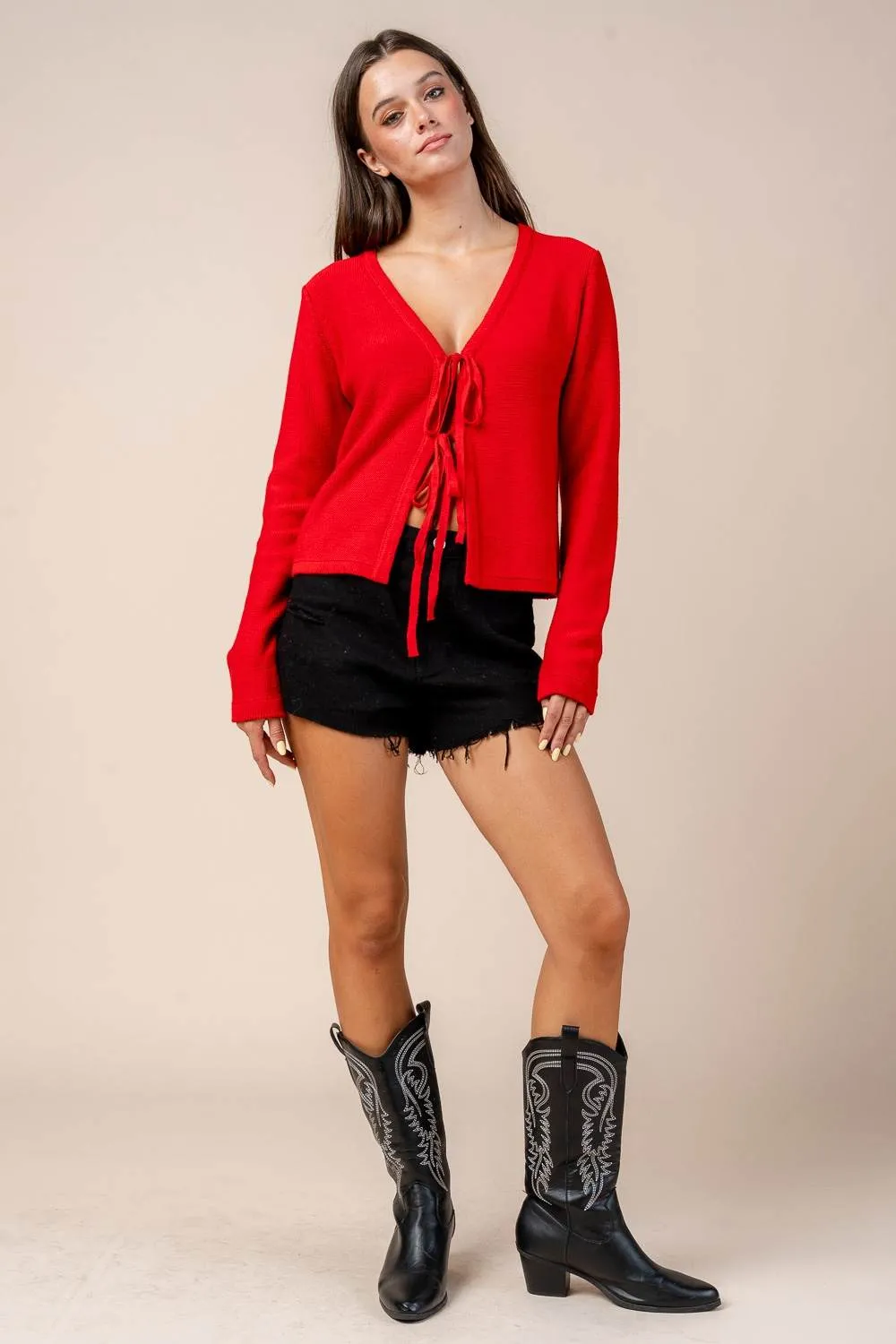 CT10614J / FRONT TIE DETAILED SWEATER CARDIGAN sold by privy product image thumbnail 5