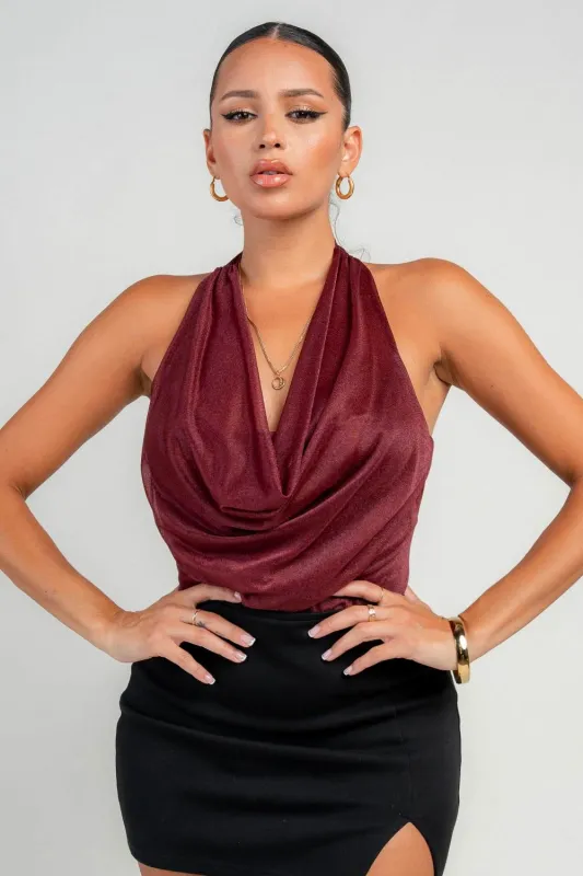 HT4132K / COWL HALTER NECK BODYSUIT sold by privy