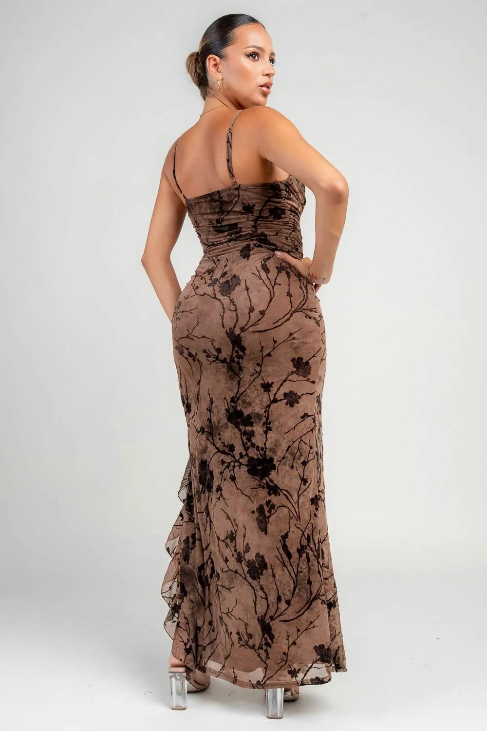 HD30380B / Elegant Floral Burnout Maxi Dress sold by privy product image thumbnail 3