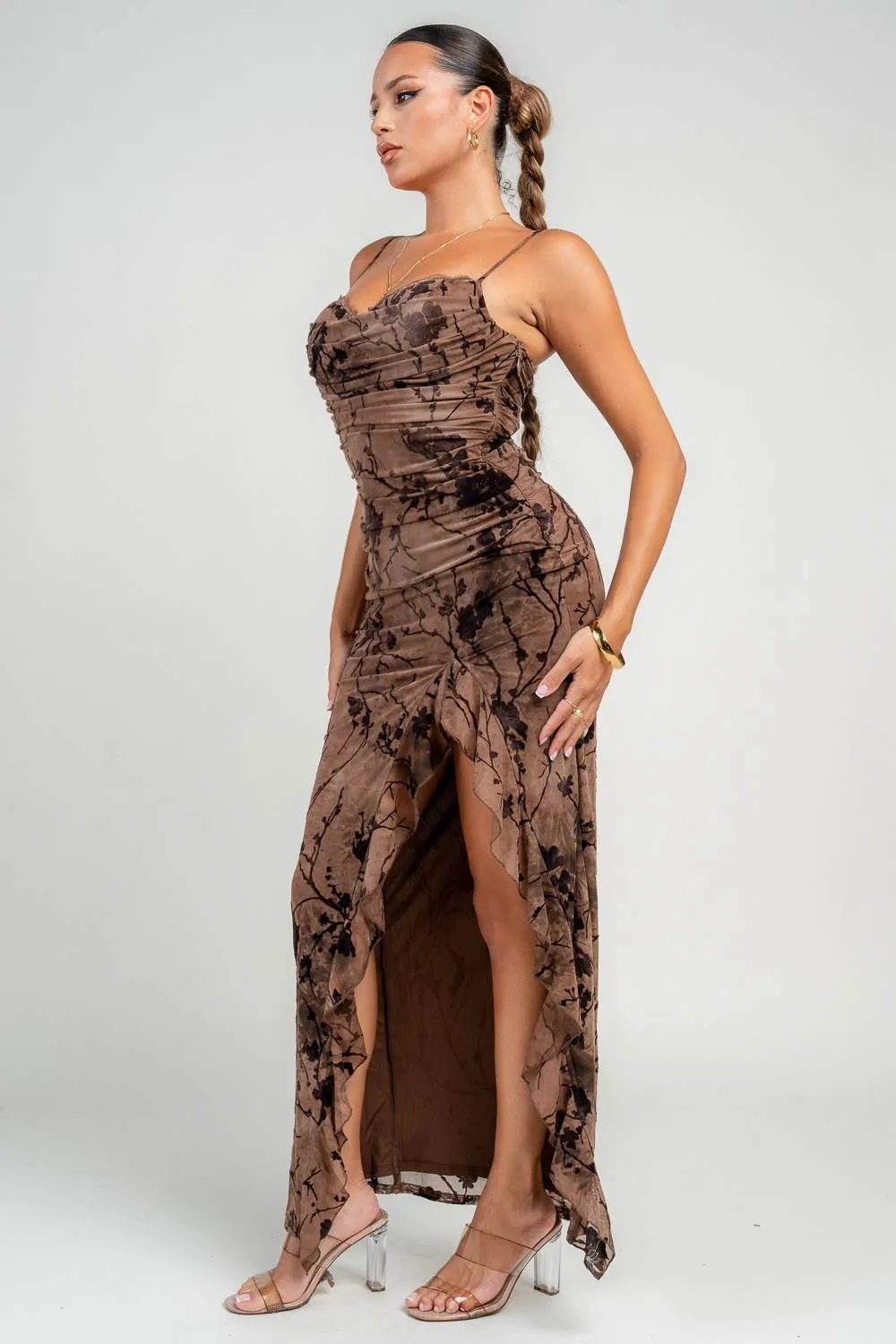 HD30380B / Elegant Floral Burnout Maxi Dress sold by privy product image thumbnail 2