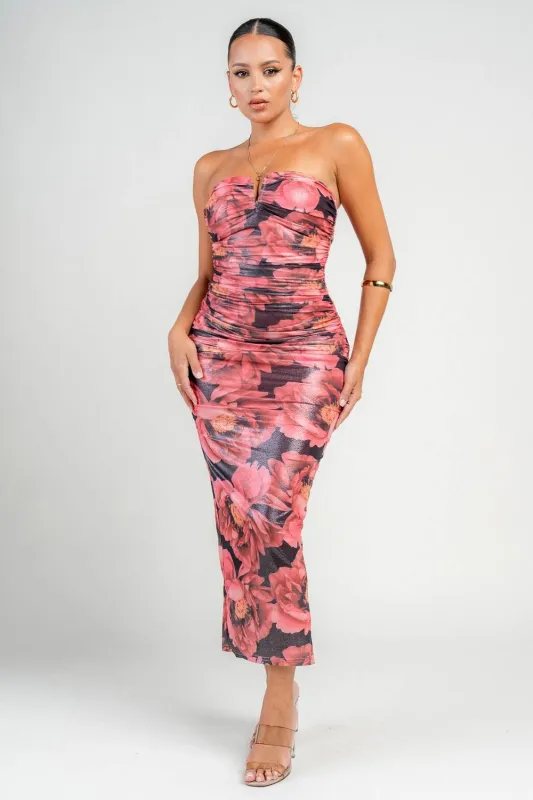 HD30385E / GLITTER PRINT MESH MAXI DRESS sold by privy