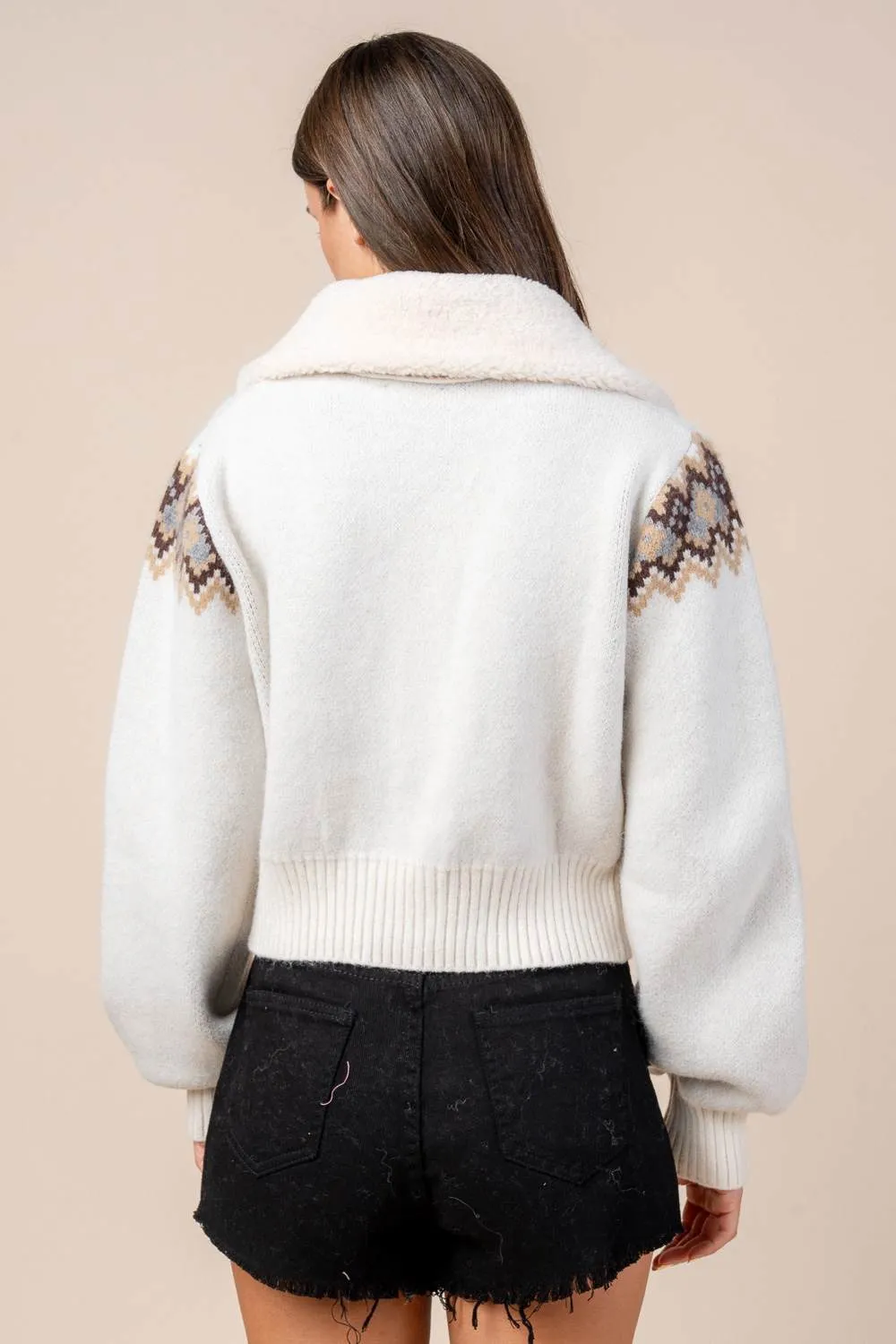 CG60059B / ZIP FRONT CARDIGAN SWEATER W/ FUR COLLAR sold by privy product image thumbnail 3