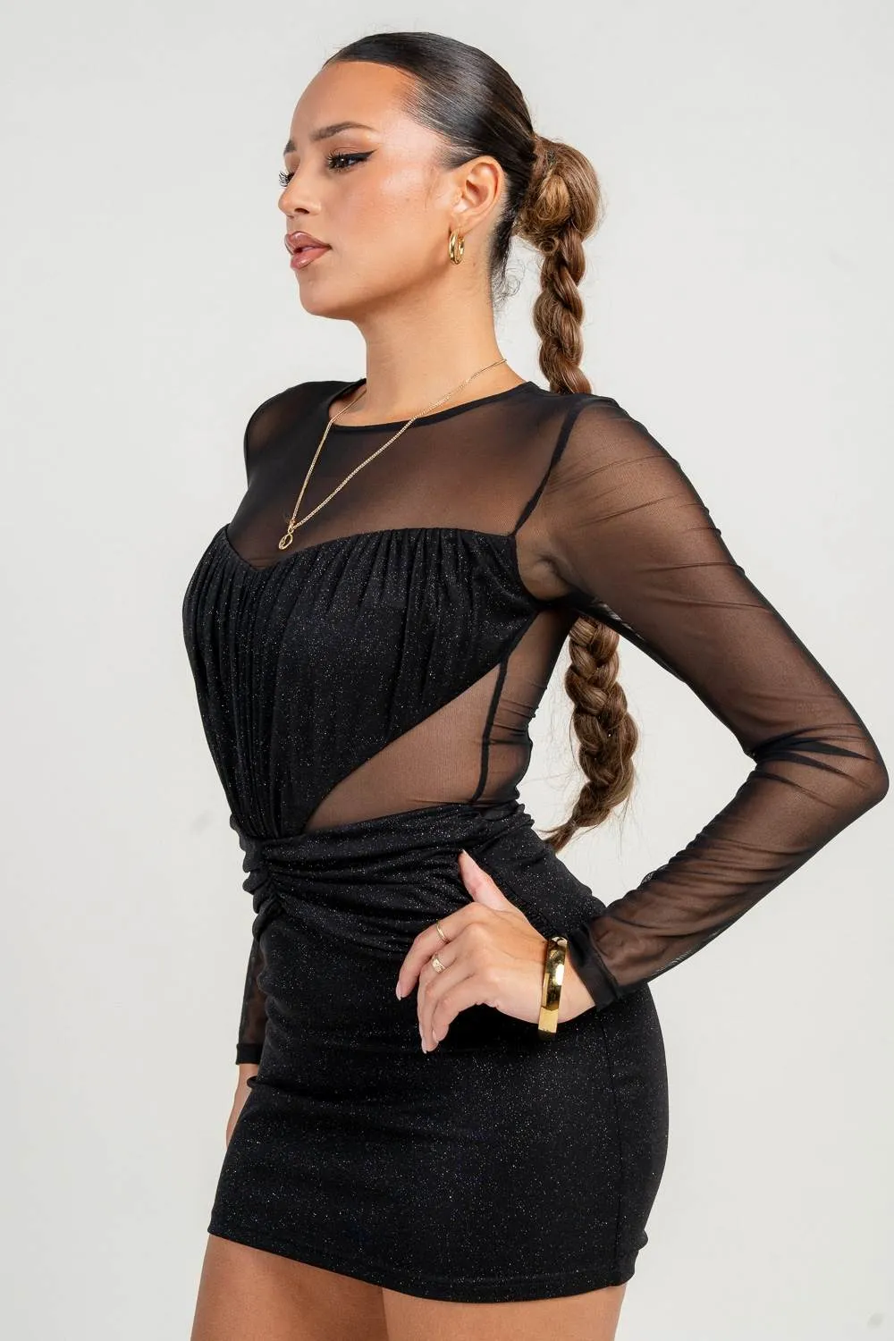PD79264N / HEART SHAPE SEE THROUGH LONG SLV MINI BODYCON sold by privy product image thumbnail 2