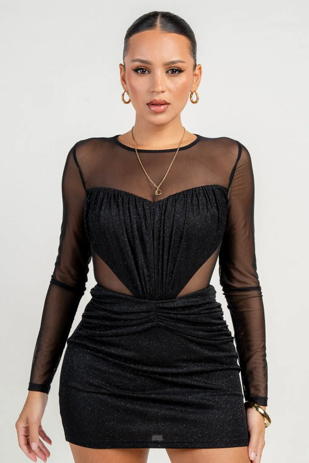 PD79264N / HEART SHAPE SEE THROUGH LONG SLV MINI BODYCON sold by privy product image thumbnail 4
