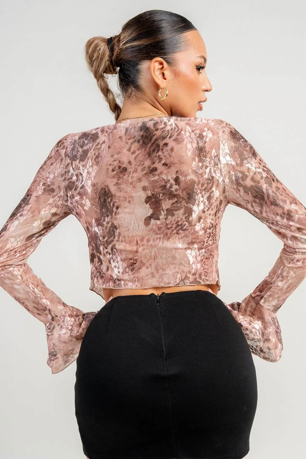 HT4122S / LONG SLEEVES RUED PRINT TOP sold by privy product image thumbnail 3
