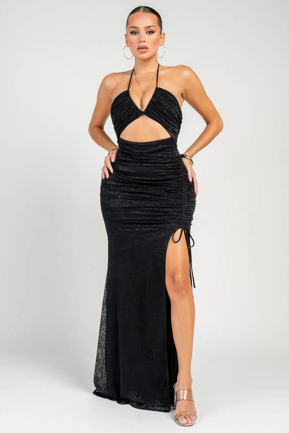 HD30492ND / Lace Halter Maxi Dress sold by privy