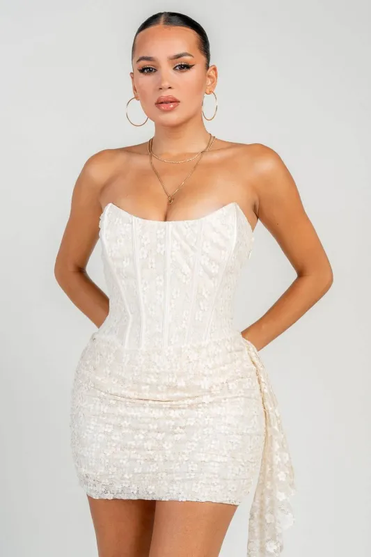 HD30350N / Strapless Corset Lace Mini Dress sold by privy