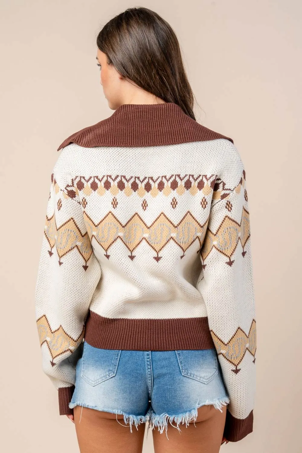 CT10485B / EASY AZTEC THEMED SWEATER W/ FRONT TIE sold by privy product image thumbnail 3