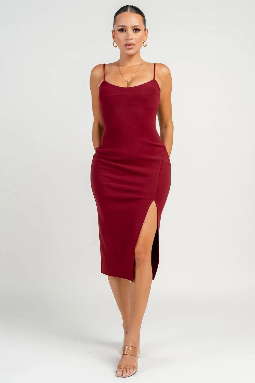 PD79390B / BACK LACE UP MIDI DRESS sold by privy product image thumbnail 4