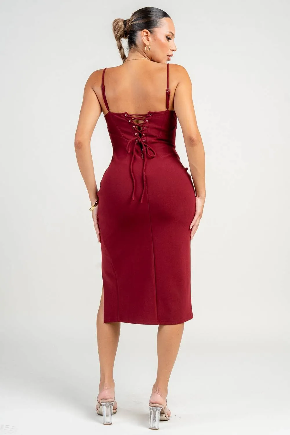 PD79390B / BACK LACE UP MIDI DRESS sold by privy product image thumbnail 5