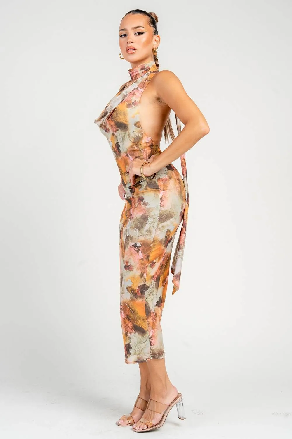 HD30486B / Cowl Mock Neck Midi Dress sold by privy product image thumbnail 4