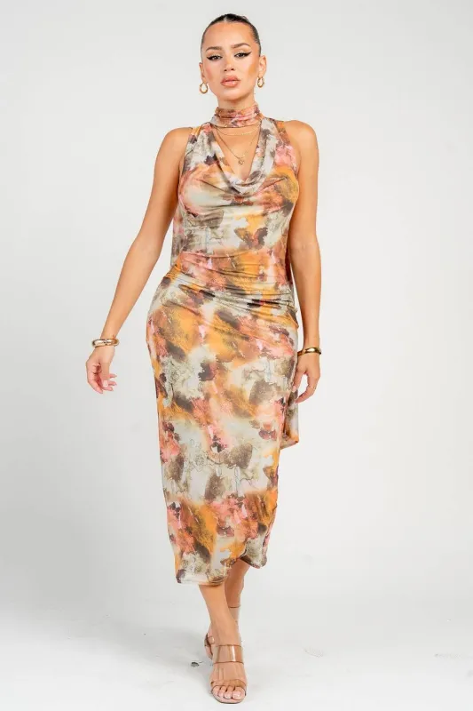 HD30486B / Cowl Mock Neck Midi Dress sold by privy