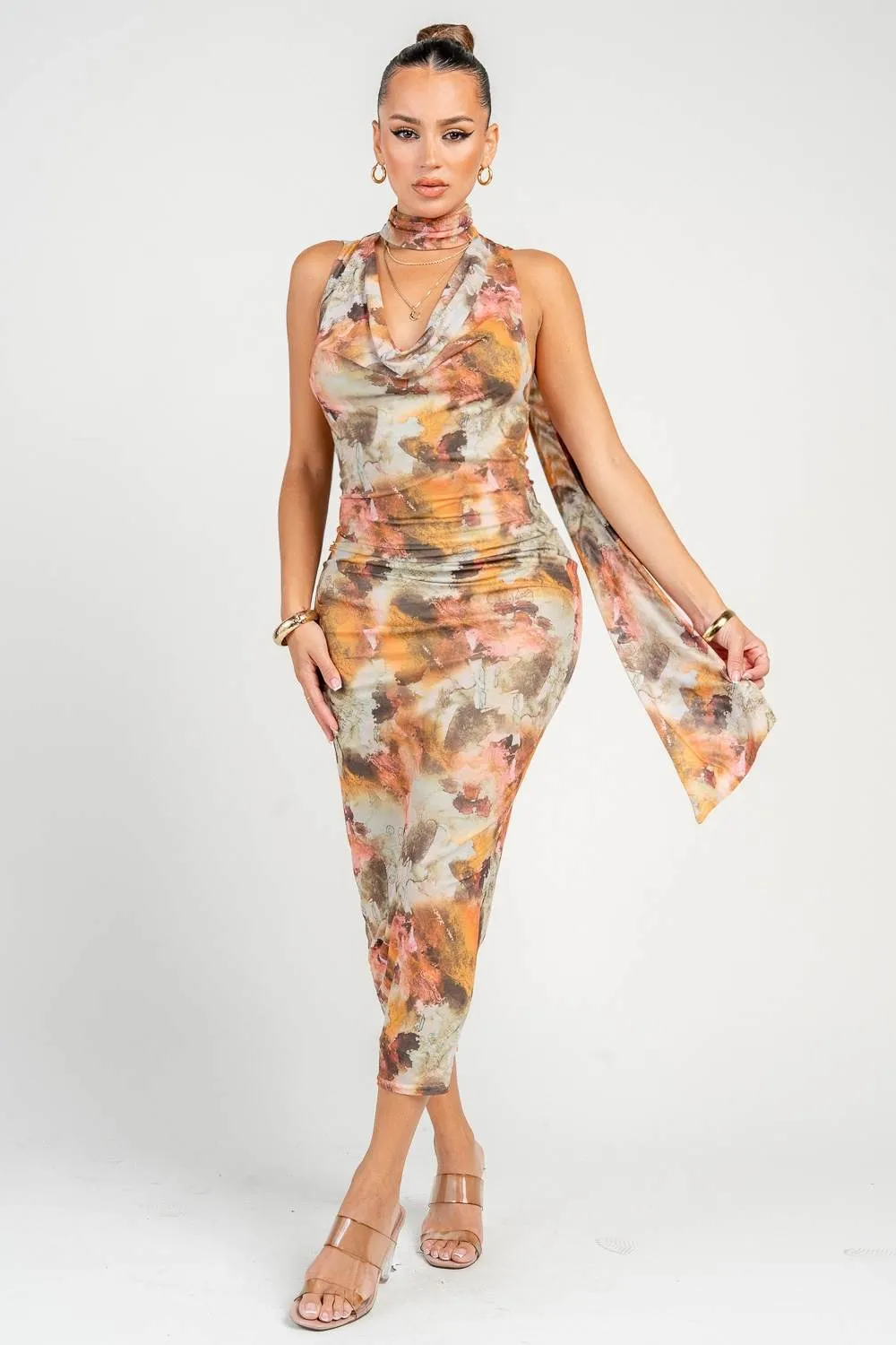 HD30486B / Cowl Mock Neck Midi Dress sold by privy product image thumbnail 3