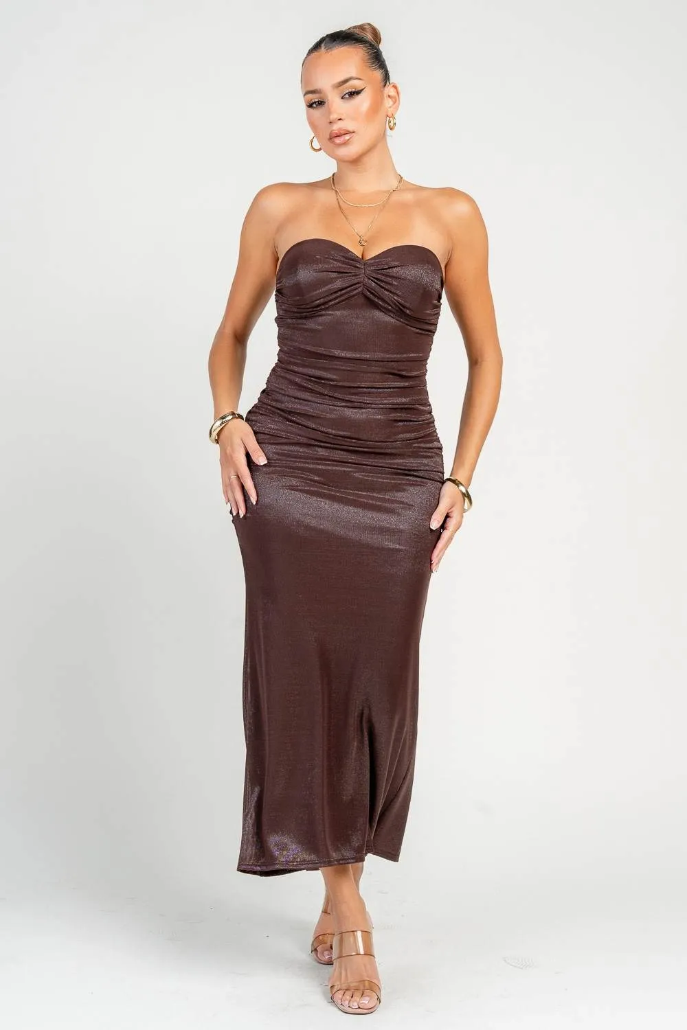HD30641S / Sweetheart Tube Ruching Maxi Dress sold by privy product image thumbnail 4
